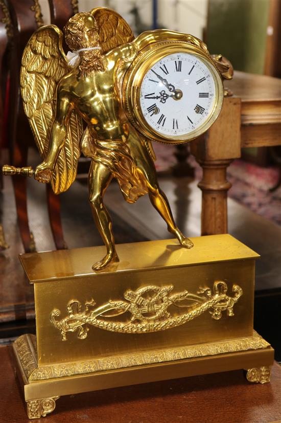 A gilt brass Father Time mantel clock height 44cm